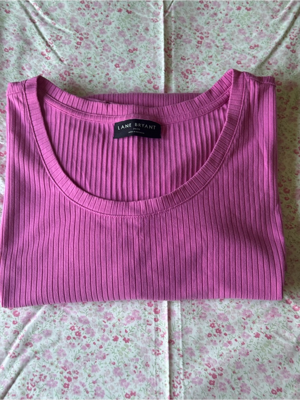 Lane Bryant Pink Ribbed Scoop Neck Top